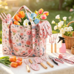 Pink Rust-Proof Gardening Tools With Floral Storage Bag - Image 2