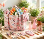 Pink Rust-Proof Gardening Tools With Floral Storage Bag