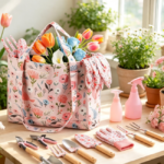 Pink Rust-Proof Gardening Tools With Floral Storage Bag