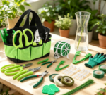 Green Floral Tool Kit With Rose Thorn Stripper And Pruning Shears