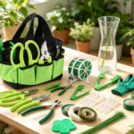 Green Floral Tool Kit With Rose Thorn Stripper And Pruning Shears