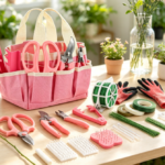 Pink Floral Tool Kit With Thorn Stripper, Pruning Shears, And Gloves