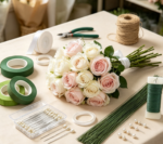 Floral Tape, Wire, Cutter, And Pearl Wrist Corsage Band Set - Image 2
