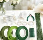 Floral Tape, Wire, Cutter, And Pearl Wrist Corsage Band Set