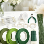 Floral Tape, Wire, Cutter, And Pearl Wrist Corsage Band Set